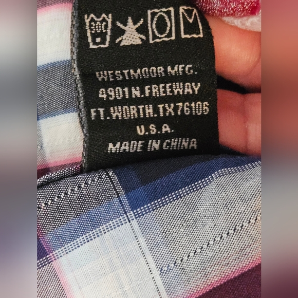 Rock&Roll Cowboy Vibrant Blue Red Casual Button Down Shirt Long Sleeves Size M - Picture 9 of 10